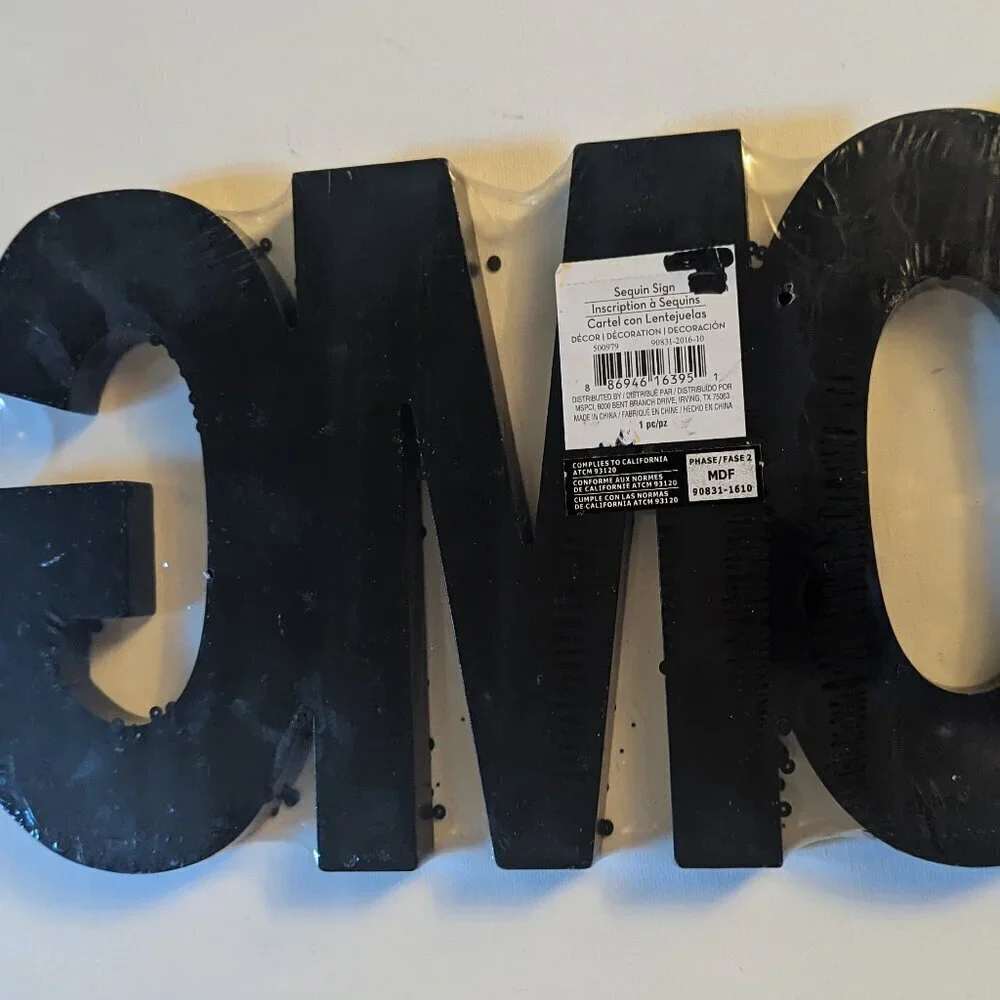 NWT Black Sequin Glitter 'OMG' Sign Retro Block Letters Home Wall Decor Michaels